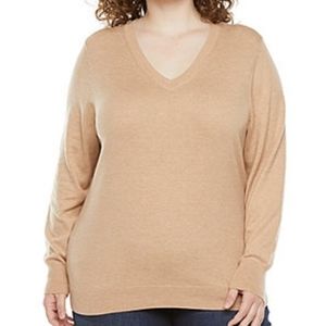 Worthington Plus Women's V Neck Long Sleeve Pullover Sweater 1X